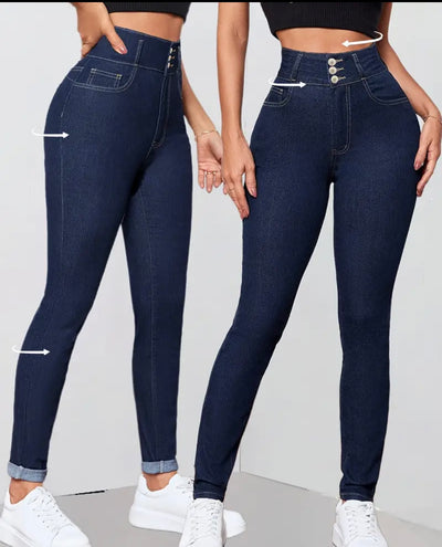 Ultra-High Rise Triple-Button Butt-Lift Jeans - ABS2B FITNESS APPAREL