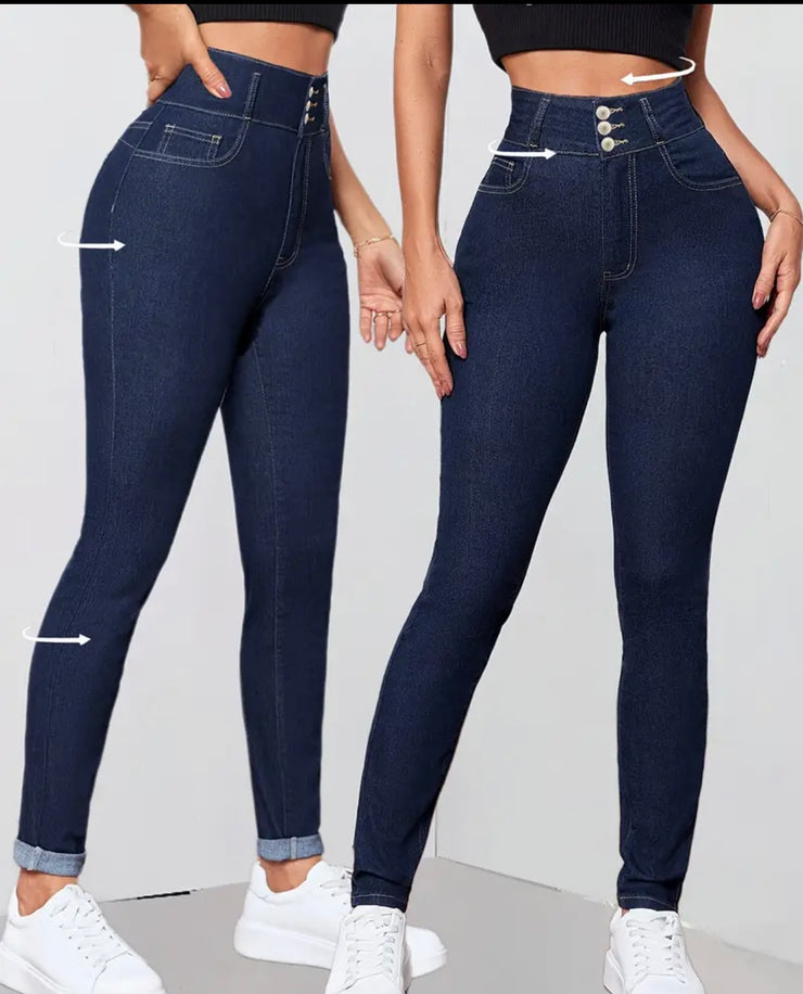 Ultra-High Rise Triple-Button Butt-Lift Jeans - ABS2B FITNESS APPAREL