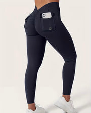 Zero Camel V Back Pockets Leggings - ABS2B FITNESS APPAREL