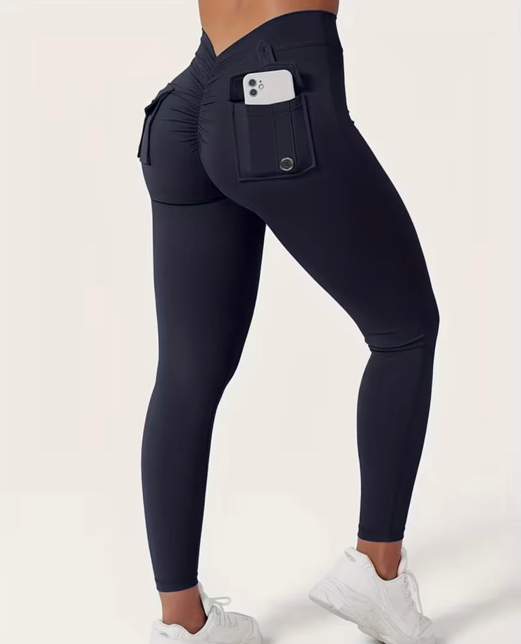 Zero Camel V Back Pockets Leggings - ABS2B FITNESS APPAREL
