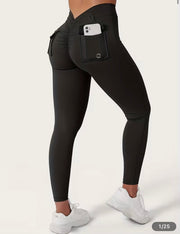 Zero Camel V Back Pockets Leggings - ABS2B FITNESS APPAREL