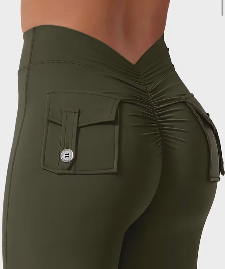 Zero Camel V Back Pockets Leggings - ABS2B FITNESS APPAREL