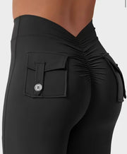 Zero Camel V Back Pockets Leggings - ABS2B FITNESS APPAREL